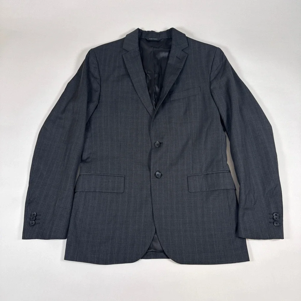 Banana Republic Suit Jacket Mens 40R Gray Plaid Wool Tailored Fit Professional